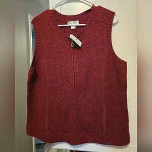 Christopher & Banks Burgundy Zip-Up Vest